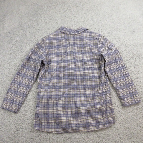 Cut Loose Womens Oversized Shirt Top Blouse size XS Crinkle Stretch Plaid Button - Picture 4 of 8